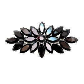 Faship Gorgeous Black Rhinestone Crystal Floral Hair Barrette Clip