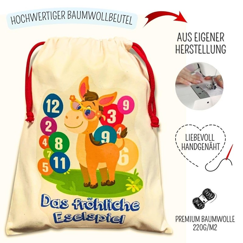 The Donkey Game, 121 Wooden Tokens, Hand-Made, 2-6 Players, Instructions