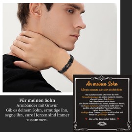 SUNSH Gift for son/husband, I love you, gift for man, mum gift for son, engraved leather bracelet for son/husband, birthday gift, anniversary, Christmas, Valentine's Day, 100% brand, No gemstone