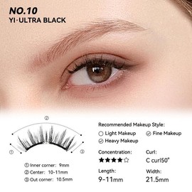 Wosado Soft Magnetic Eyelashes All-in-One Box, Reusable, Glue-Free, Waterproof, Lightweight, Natural Style Makeup Cosmetic:_#10 Ultra Black All-in-One