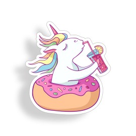 Real Sticky Unicorn Donut Sticker Lemonade Cup Laptop Cooler Car Vehicle Window Bumper Decal