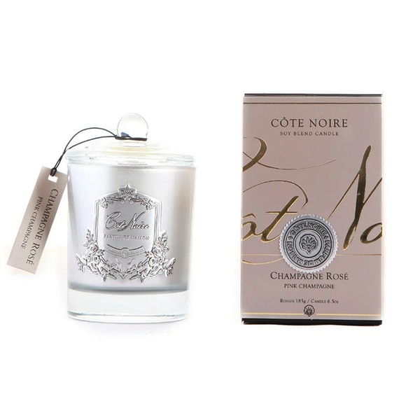 Cote Noire-Silver Badge Pink Champagne Soy Blend Candle 185g
