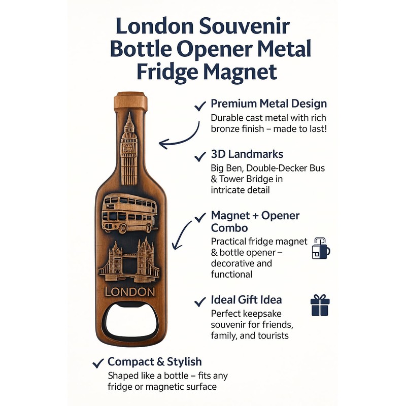 Bells Box Set of 6 London Souvenir Bottle Opener Fridge