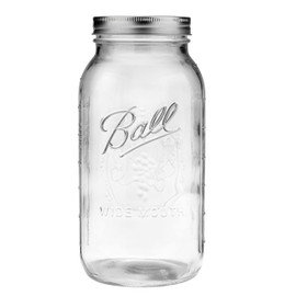 Ball - 64oz Wide Mouth Mason Jars with Lids & Bands 2-Pack Half Gallon Mason Jars Clear Glass for Kitchen Storage & Canning for Herbs, Jelly, Jams, and Spices