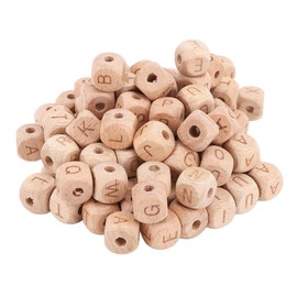 100Pcs Alphabet Wooden Beads,12mm Side Length AZ Square Wooden Letter Beads Multifunctional Large Hole Design for Jewelry Making Xmas Gifts for Various Craft Projects