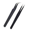 AIEX 2Pcs Lash Tweezers, Stainless Steel Eyelash Extension Tweezers Straight