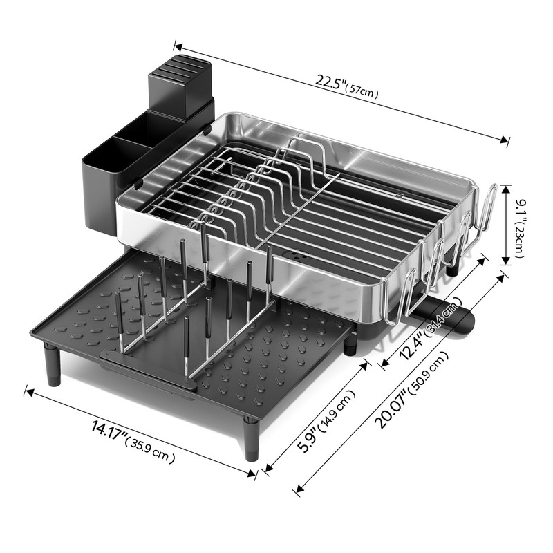 Urackify Dish Drying Rack for Kitchen Counter - Stainless Steel