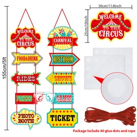 46 Pieces Circus Carnival Party Decoration Set Circus Theme Carnival Banner Carnival Cutouts and Circus Color Balloons Circus Carnival Party Suppliers and Favors