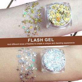 GXGM 2Stück Glitzer Haare Festival Glitzer Gesicht Mermaid Sequins Körperglitzer Chunky Face Body Glitzer Gesichtsglitzer Glitzer Schminke Glitter Makeup Glitzer Körper für Party