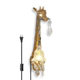 LAZHUG Giraffe Wall Lamp,Resin Giraffe Lamp with Crystal Shade,Creative LED Wall Mount Light,Animal Lamp Wall Lights for Living Room,Modern Wall Sconces for Bedroom,Hallway (Left Giraffe Lamp)