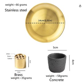 Multiple Function Incense Burner for Burning Palo Santo,Sage, Handcrafted Moon Surface Concrete Burner,Brass Incense Sticks & Cones Holder Steel Ash Catcher Yoga Meditation Gift Home Decor