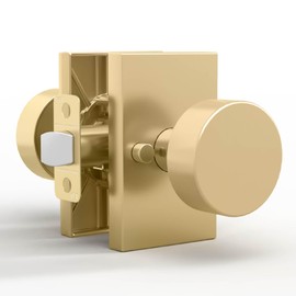 Mega Handles Laura Gold Privacy Door Knob - 1 Pack Reversible Interior Gold Door Knob, Heavy Duty Bed and Bath Door Knobs with Privacy Lock, Fits All Standard Door Sizes - Satin Brass
