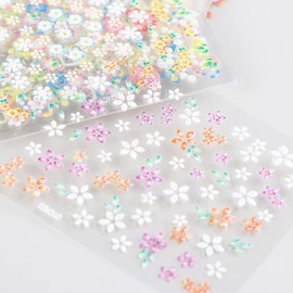 30 Sheets Flowers Nail Art Stickers, Holographic Small Floral Vine Leaf Nail Decals, 3D Flowers Nail Self-Adhesive Sticker Design for Women Girls Manicure Spring Decoration, DIY Resin Transfer Decal