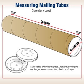 BOX USA BP4042KHD Heavy-Duty Mailing Tubes with Caps, 4" x 42", Kraft (Pack of 12)
