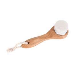 PACKOVE 1Pc Wooden Long Handle Facial Cleansing Brush with Soft White Fiber Deep Pore Cleaning Spa Brush for All Skin Types Manual Face Cleaning Tool for Skin Care