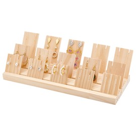 PandaHall Jewellery Display Stands, Bamboo Earring Necklace Holder with 3 Sizes 15pcs Earring Board Display Stands for Selling Earring Showing Jewellery Displaying Business Card Organizer Displaying