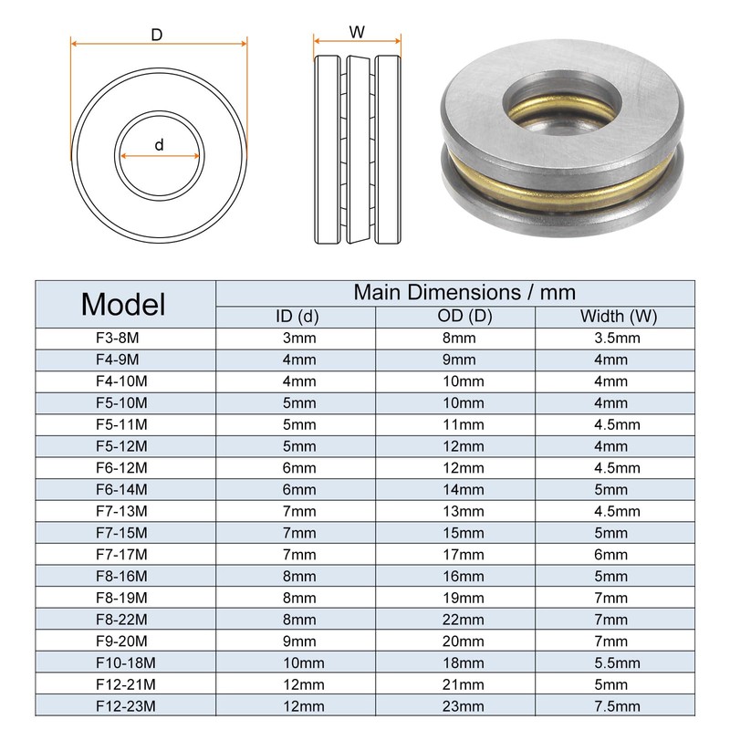 sourcing map 4pcs F6-14M Miniature Thrust Ball Bearings 6mm Bore