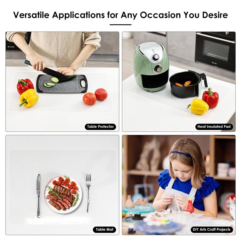 2PCS Clear Silicone Mat for Kitchen Counter 23.6" Wx15.7 L,