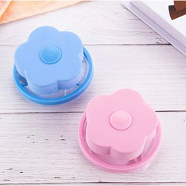 Generic Washing Machine Lint Remover, 2pcs Reusable Mesh Bags with Pink & Blue Flowers, Prevents Impurities & Odors, Manual Operation, Plastic, Polyethylene, Ethylene-vinyl acetate, Polyester