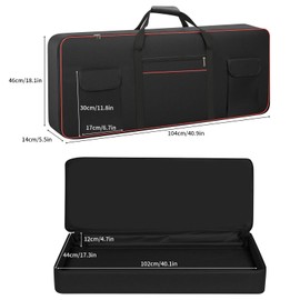 MUINS 61 Key Keyboard Case Gig Bag，electronic piano case with Handle and Adjustable Shoulder Straps,thickened cotton waterproof foldable 600D Oxford cloth, with 3 large pockets(61 Key Bag, Large)