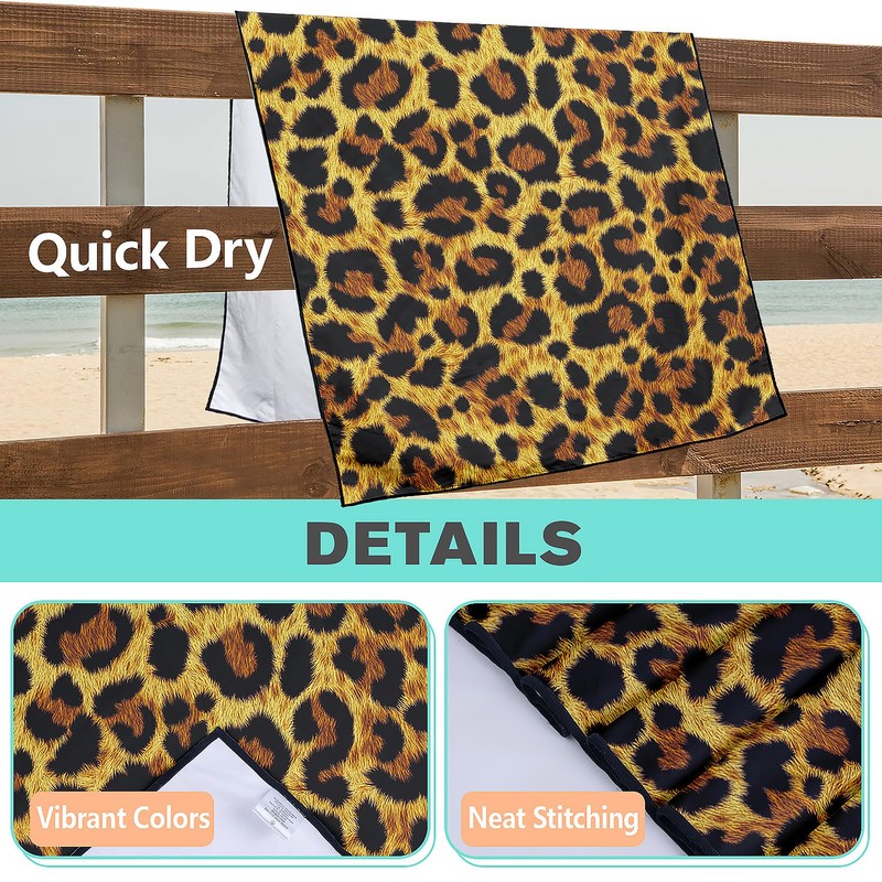 XSMEI Leopard Print Beach Towel Oversized 36" x 72", Thin