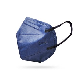 Kind Masks [17 Colour Options] Adult (Small) Cone-Shaped Face Masks, 4-Ply, Disposable Face Mask [Resealable Pack of 5PCS] (Small, Navy)