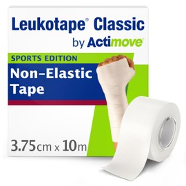 Leukotape Classic by Actimove Sports Edition Rigid Medical Tape for Sprains and Injury Prevention, 3.75 cm x 10 m, White, 1 Roll