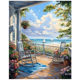 xcemhil Beach Paint by Numbers Kit for Adults, Beach Painting by Numbers, Adult Paint by Number Kits Suitable for Gifts and Interior Decor 16x20 Inch