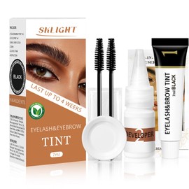 Lash Color Kit, Lasting for 4 Weeks Natural Black Eyelash & Eyebrow Color Kit, Voluminous Coloring for Lash and Brow with Gentle Ingredients, Safe & Easy to Use 7ml