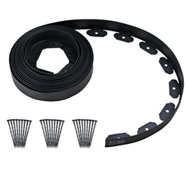 JULMAI Landscape Edging Kit, 30FT 2" Tall Garden Edging with 27 Pcs Edging Stakes, Rubber Edging for Landscaping, Flower Bed, Lawn Edging, No Dig Garden Edging Border, Flexible Garden Border, Black