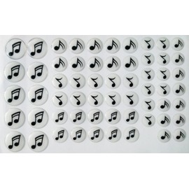 Set of 60pcs Round Musical Epoxy Sticker,Clear Round Epoxy Domes With Black Print