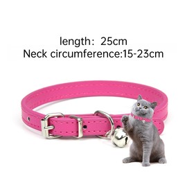 Leather Cat Collar, Cat Safety Collar with Elastic Strap, Kitten Collar for Cat with Bell