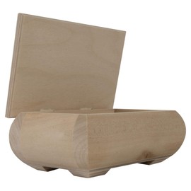 WooDeeDoo Unfinished Raw Wood Keepsake Display Box | 14.5 x 9 x 6 cm | Vintage Classic Style Cranked Ovoid Wooden Treasure Memory Trinket Chest Jewellery Holder Decorative Gift Case