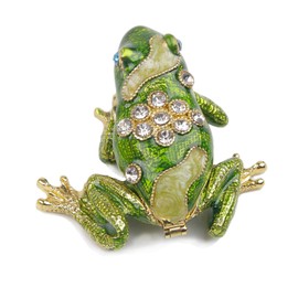 SEVENBEES Hand Painted Crystal Frog Figurine Gift Idea Decorative Jewelry Boxes Hinged Trinket Box - Mothers Day Gifts