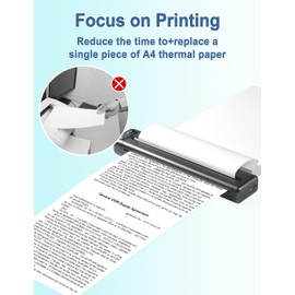 Phomemo Q302 A4 Thermal Paper 200Pcs Continual for Upgraded Q302 Wifi Portable Wireless Printer, Advanced Thermal Printing A4 Printing Paper for Business Travel Office