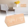 Triangular Digital Wooden Clock Time Date Temperature Humidity Display Alarm