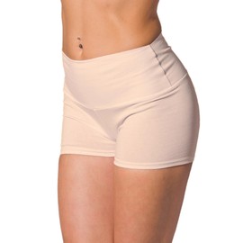 Alkato Women's Sports Shorts with High Waistband Hotpants Cycling Shorts, light beige