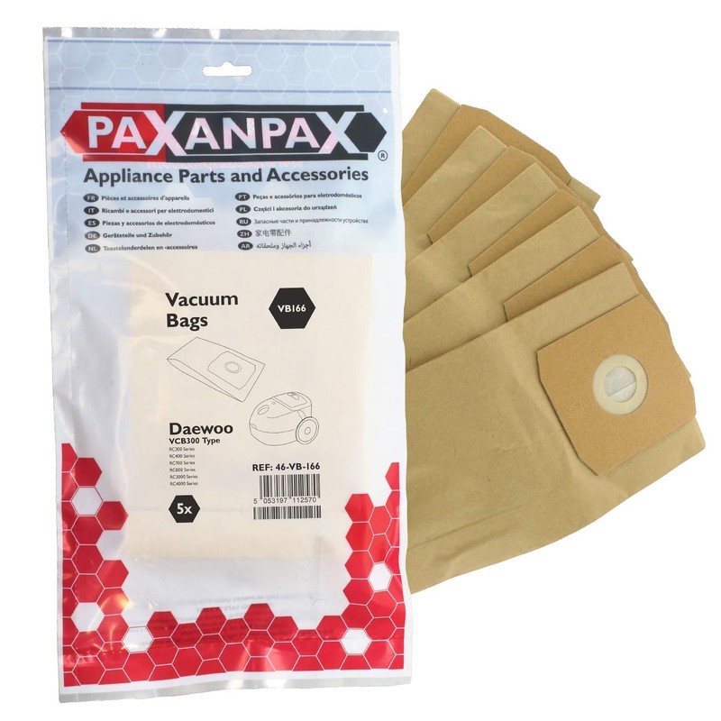 Paxanpax VB166 - Sacchetti di carta compatibili Daewoo 'VCB300' RC300,