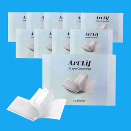 The Saem Art Leaf 5-ply cotton pads x 10 (manufactured 24.08.12) 80 sheets / 더샘 아트리프 5겹 코튼 화장솜x10개 (제조 24.08.12) 80매