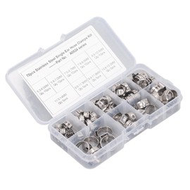 70Pcs Single Ear Hose Clamp Kit Stainless Steel Stepless 9 Specifications Hose Clamp Assortment Kit