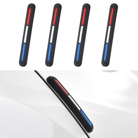 4PCS Car Door Edge Guards, Anti-Scratch Anti Collision Car Door Protector Bumper Guard Trim Sticker, Universal Self Adhesive Rearview Mirror Protective Strip Auto Exterior Accessory (Red/White/Blue)