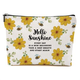 DHKG Sunshine Gifts for Women Makeup Bag Inspirational Cosmetic Bag Motivational Gifts for Women Girls Friend Niece Daughter Travel Organizer Zipper Pouch Graduation Birthday Friendship Gifts