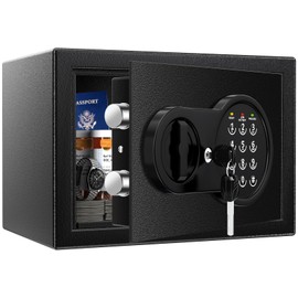 Mitlvge 0.5 Cu Ft Mini Safe Box with Fireproof Document Bag, Money Safe with Keys & Pass Code & Wall Mount Kits, Small Safes with Smart Alert System for Money, Jewelry, and Documents【2026 New】