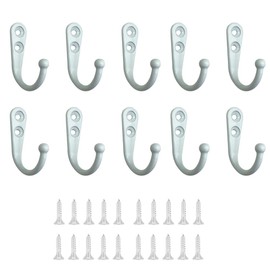 Wall Hanging Hooks, Set of 10, Antique Hooks, Wall Hooks, High Load Capacity, Wall Hanging Storage, Entryway, Bathroom, Sleeping, Kitchen, Kitchen with Screws (White)