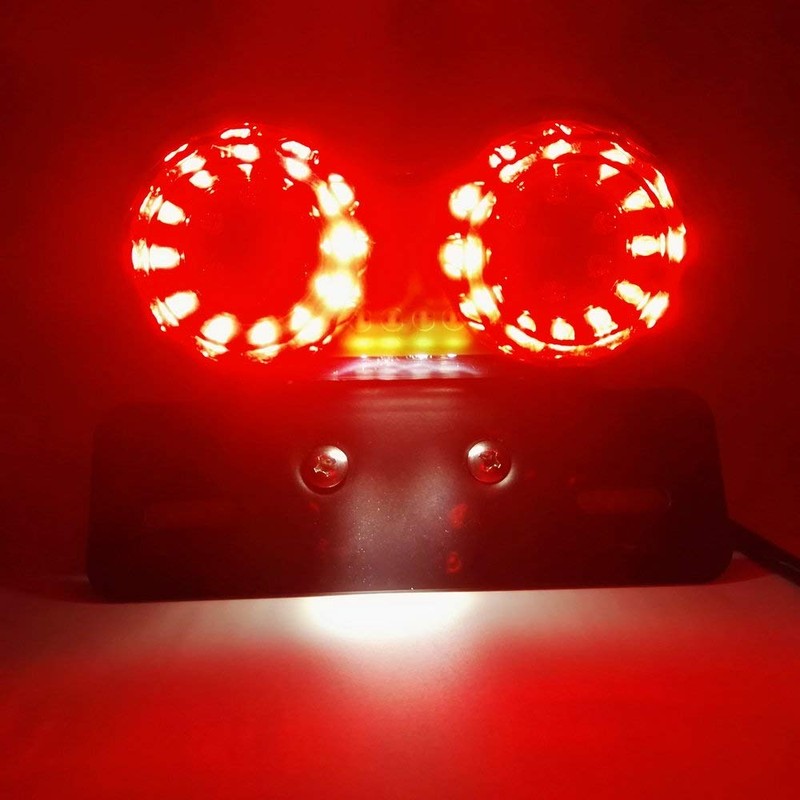 ONGMEIL Motorcycle Universal Tail Light Smoke Lens Tail Lamp LED