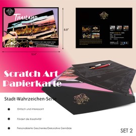 Scratch Painting & Scratch Art for Adults, 8 Piece Animal Series Scratchboard for Children & Adults, Gifts & Craft Kits with 4 Tools