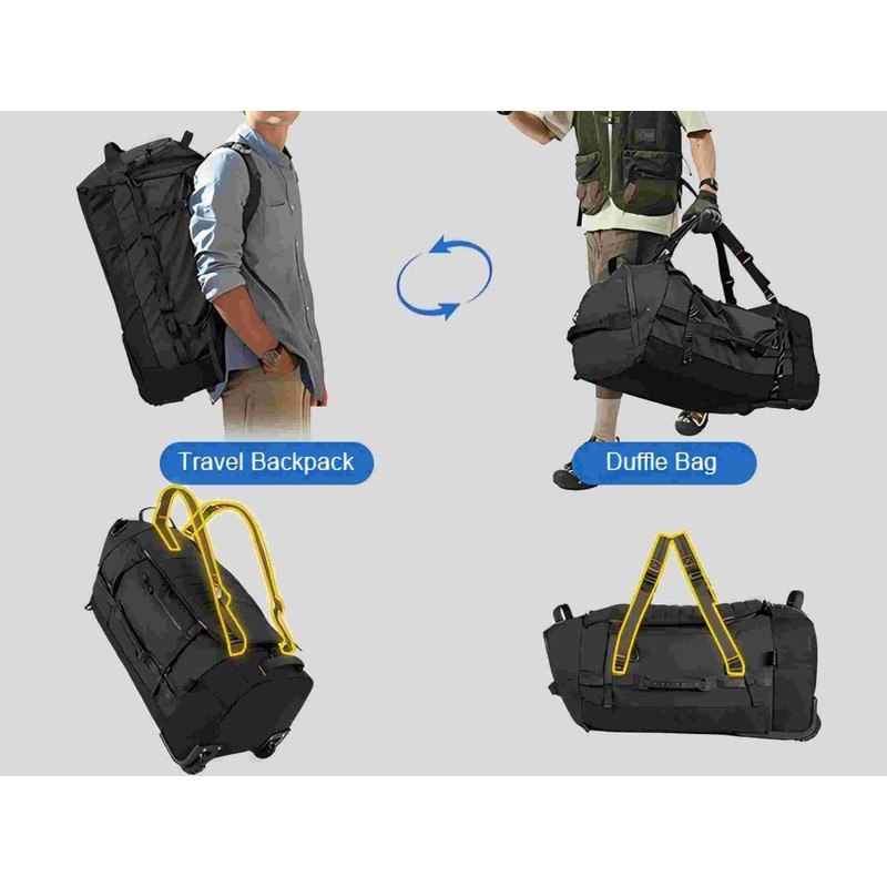 Romatime 29" 86L Rolling Duffle Bag, Foldable Large Waterproof Backpack
