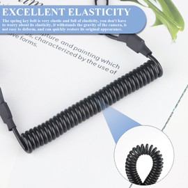 ZDNT Pack of 2 Spiral Key Rings Black Spiral Key Pendant Paracord Tactical Lanyard Elastic Safety Rope Tactical Lanyard Spiral Key Ring for Fishing, Hiking, Hunting, Mountaineering, black