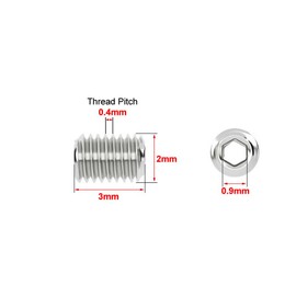 Junter 100pcs M2 x 3mm Flat Point Grub Hex Socket Set Screws Metric A2 Stainless Steel DIN913