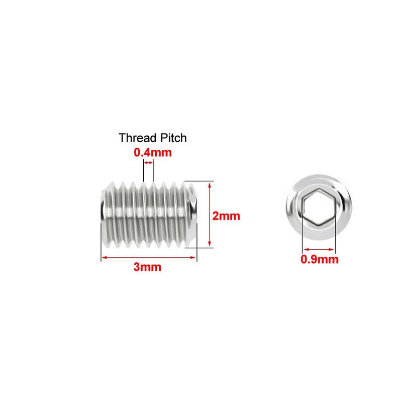 Junter 100pcs M2 x 3mm Flat Point Grub Hex Socket